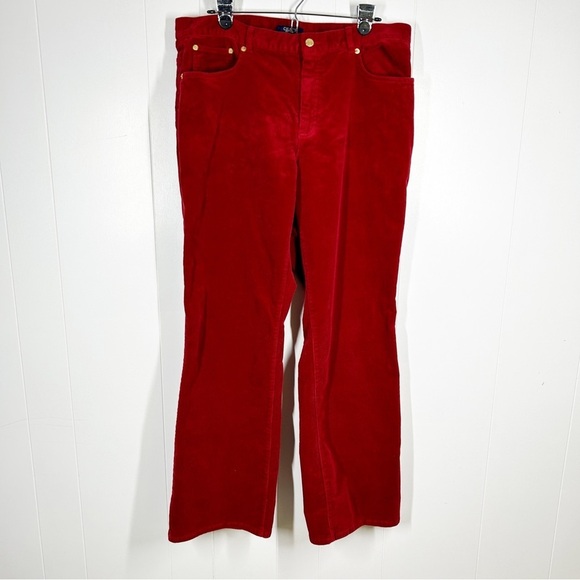 Chaps Deep Red Corduroy Straight Leg Plus Size Pants 14 - Picture 1 of 5